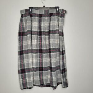 Vintage 90s Blvd East gray pink plaid school girl preppy plus size skirt size 38